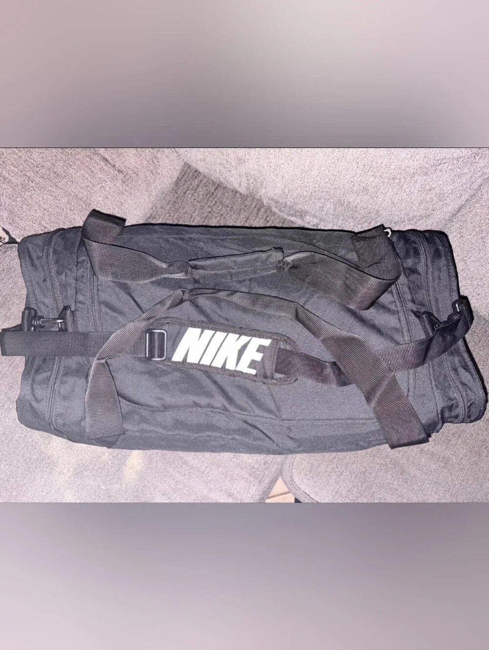 Nike Large Black Duffle Bag with White Swoosh